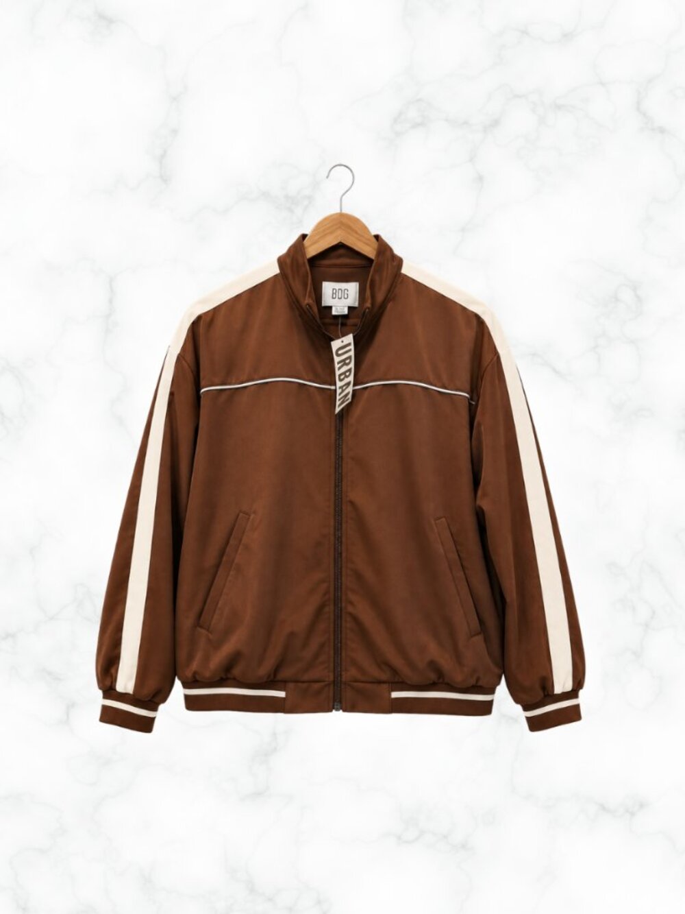 NWT | URBAN OUTFITTERS Track Jacket BDG Retro Colorblock Brown Ivory XL